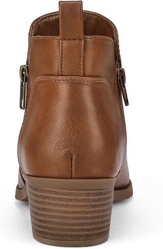 mysoft Women's Ankle Boots Low Chunky Heel Round Toe Casual Comfortable Short Booties with Side Zipper in Saudi Arabia