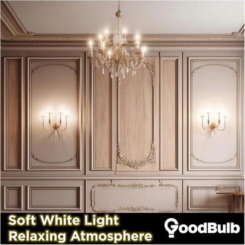 GoodBulb 40 Watt Equal – 5 Watt Crystal Clear E12 Chandelier LED – 90+ High CRI – Warm Incandescent Sparkle – 400 Lumens – 2700 Kelvin – Thick Filament - Long-Lasting 15,000 Hours (6 Pack) in Kuwait
