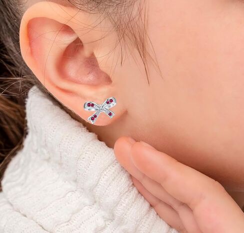 925 فضة جوهرة القوس وأقراط للفتيات النساء القوس مجوهرات هدايا عيد ميلاد للمراهقين أطفال بنات Bowknot وأقراط in Kuwait