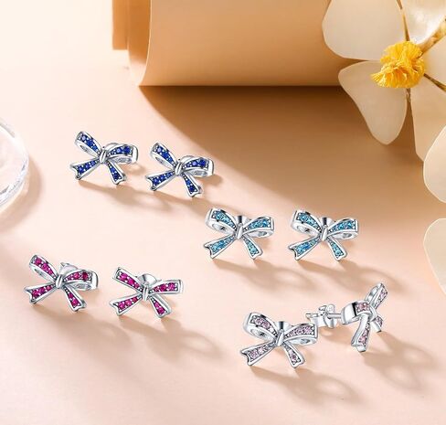 925 فضة جوهرة القوس وأقراط للفتيات النساء القوس مجوهرات هدايا عيد ميلاد للمراهقين أطفال بنات Bowknot وأقراط in Kuwait