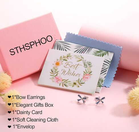 925 فضة جوهرة القوس وأقراط للفتيات النساء القوس مجوهرات هدايا عيد ميلاد للمراهقين أطفال بنات Bowknot وأقراط in Kuwait