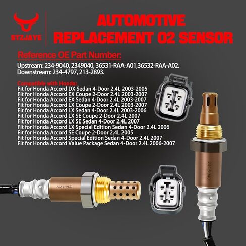 2Pcs Oxygen O2 Sensor 234-9040 234-4797 Automotive Replacement 02 Sensors Upstream Downstream Compatible with Honda Accord EX LX DX SE 2.4L L4 2003 2004 2005 2006 2007 13704 36531RAAA01 in Saudi Arabia