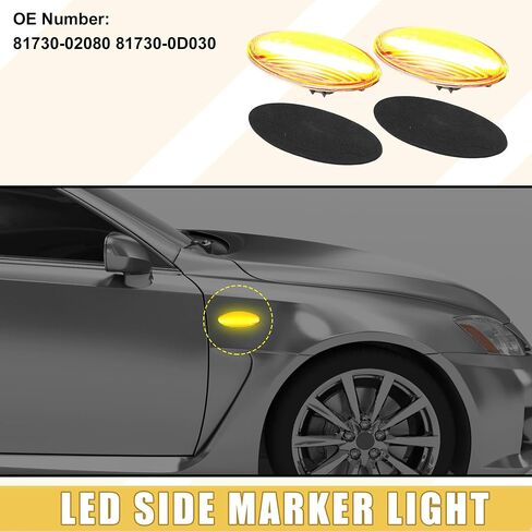 LED Side Marker Light 81730-02 Front Driver Passenger Turn Signal Lights Fender Sidemarker Lamps for Toyota Yaris Black Lens Amber LED Light 1 Pair in Saudi Arabia