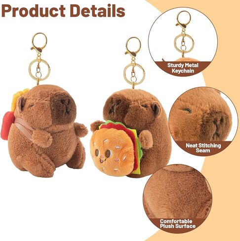 Capybara Plush Keychain, Capybara Animal Keychains for Backpacks Birthday Party Gifts, Cute Key Chain Bag Charm in Kuwait