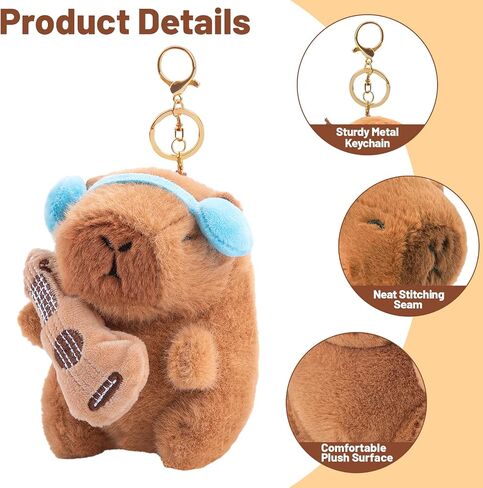 Capybara Plush Keychain, Capybara Animal Keychains for Backpacks Birthday Party Gifts, Cute Key Chain Bag Charm in Kuwait