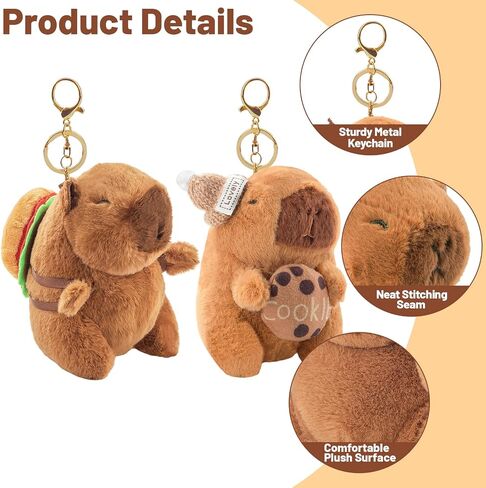 Capybara Plush Keychain, Capybara Animal Keychains for Backpacks Birthday Party Gifts, Cute Key Chain Bag Charm in Kuwait