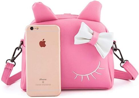 Cute Cat Ear Girls Handbags Candy Color Toddler Crossbody Bags PU Leather Shoulder Bags (pink) in Saudi Arabia