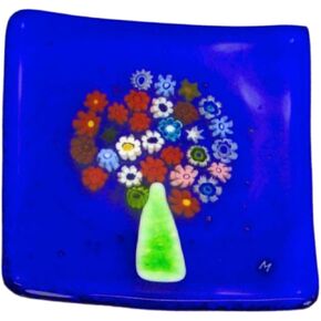 طبق مسطح من زجاج مورانو لشجرة الحياة من ديكوري الإيطالي، طبق زخرفي، صينية مجوهرات، حامل مجوهرات، صنع في إيطاليا (أزرق سماوي) in Kuwait