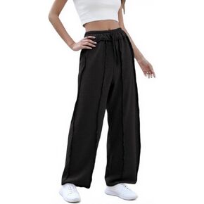 بنطال Bankeng النسائي الفضفاض بأرجل واسعة، سروال Palazzo كاجوال برباط الخصر، بنطلون رياضي مع جيوب in Kuwait