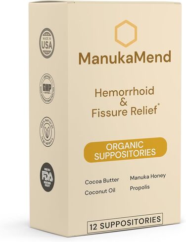 ManukaMend™ Comfort Support Suppositories with Manuka Honey & Coconut Oil – Gentle Moisturizing Relief, 12 Count in Saudi Arabia