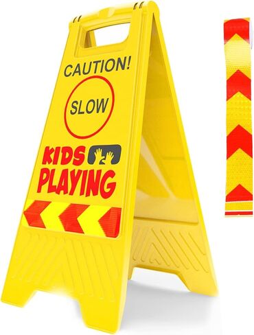 Slow Sign for Kids - Children at Play Safety Signs Bundle - Slow Kids at Play Sign for Street with Reflective Tape - 3 Pack Yellow in Kuwait