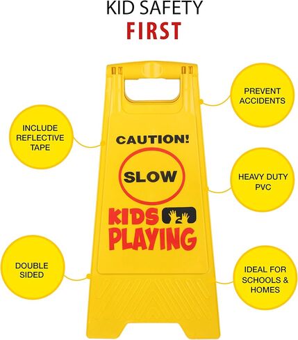 Slow Sign for Kids - Children at Play Safety Signs Bundle - Slow Kids at Play Sign for Street with Reflective Tape - 3 Pack Yellow in Kuwait