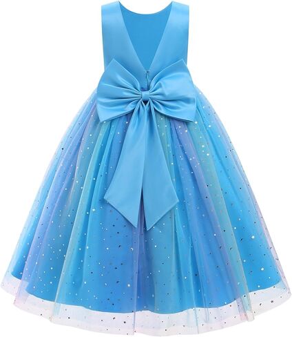 IBTOM CASTLE Flower Girl Sequin Rainbow Tulle Party Dress Little Girl Birthday Wedding Formal Evening Pageant Dance Gown in Saudi Arabia