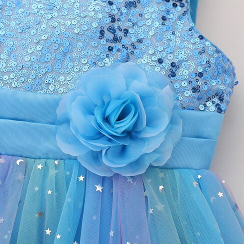 IBTOM CASTLE Flower Girl Sequin Rainbow Tulle Party Dress Little Girl Birthday Wedding Formal Evening Pageant Dance Gown in Saudi Arabia