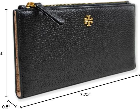 محفظة نسائية رفيعة من Tory Burch 139540 Blake Color-Block Cortado Brown مع أجزاء ذهبية in Kuwait