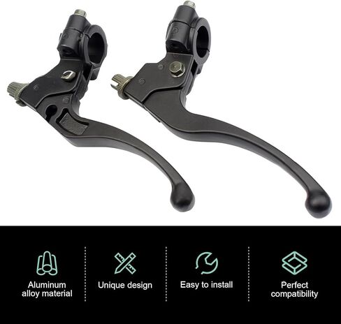 2 PCS 7/8" Clutch Brake Lever Perch, Motorcycle Brake Clutch Lever Kit, Both Sides Brake Lever Handlebar Handle, Compatible with Suzuki Yamaha CRF50 XR50 XR70 Pit Dirt Bikes (Black) in Saudi Arabia