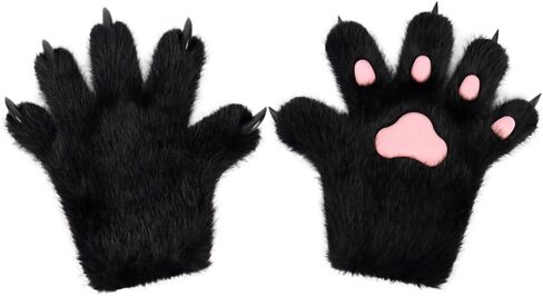 Faux Fur Wolf Paw Gloves Anti-SlipCat Paws Gloves Furry Paws Palms for Cosplay,Halloween Costume Fox Paws Golves in Saudi Arabia