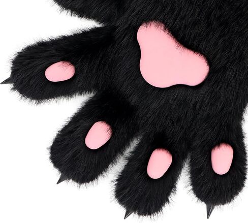 Faux Fur Wolf Paw Gloves Anti-SlipCat Paws Gloves Furry Paws Palms for Cosplay,Halloween Costume Fox Paws Golves in Saudi Arabia