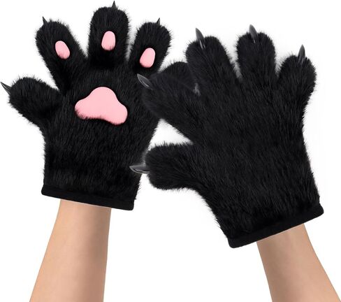 Faux Fur Wolf Paw Gloves Anti-SlipCat Paws Gloves Furry Paws Palms for Cosplay,Halloween Costume Fox Paws Golves in Saudi Arabia