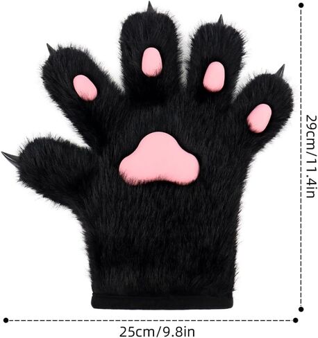 Faux Fur Wolf Paw Gloves Anti-SlipCat Paws Gloves Furry Paws Palms for Cosplay,Halloween Costume Fox Paws Golves in Saudi Arabia