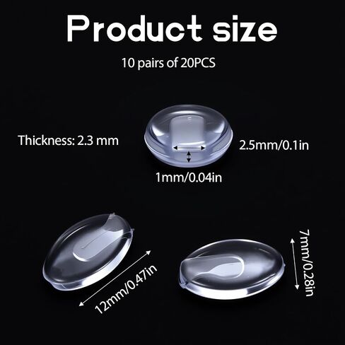 10 Pairs Eye Glass Nose Pads, Anti-Slip Clear Silicone Push-in Nose Pieces for Eyeglasses, Soft Replacement Bridge Pads for Rimless/Frameless Frames in Saudi Arabia