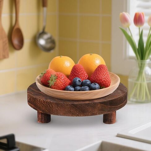 4 Pcs Round Wood Risers Display Stands Wooden Risers for Table Display Mini Riser Stand Rustic Wooden Riser Holder Tiered Tray for Home Decor Kitchen Counter 4 Sizes Brown in Saudi Arabia
