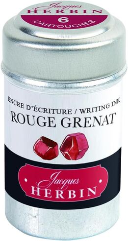 Herbin Fountain Pen Ink - 1 tin of 6 cartridges - Rouge Grenat in Kuwait