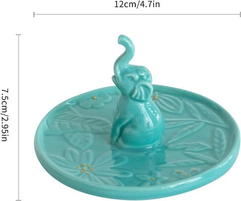Ceramic Elephant Jewelry Tray - Hand-Painted Trinket Dish & Ring Holder for Dresser, Elephant Themed Home Decor Organizer Bowl for Nightstand, Bathroom Counter (Pink) in Saudi Arabia