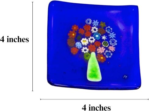 طبق مسطح من زجاج مورانو لشجرة الحياة من ديكوري الإيطالي، طبق زخرفي، صينية مجوهرات، حامل مجوهرات، صنع في إيطاليا (أزرق سماوي) in Kuwait