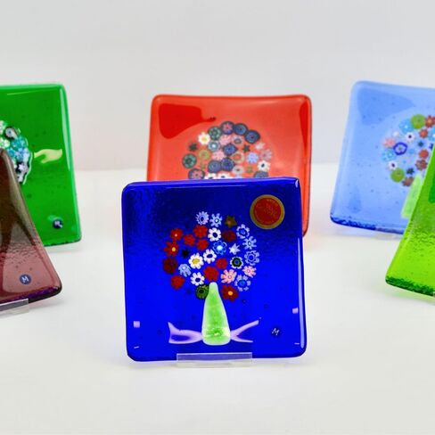 طبق مسطح من زجاج مورانو لشجرة الحياة من ديكوري الإيطالي، طبق زخرفي، صينية مجوهرات، حامل مجوهرات، صنع في إيطاليا (أزرق سماوي) in Kuwait