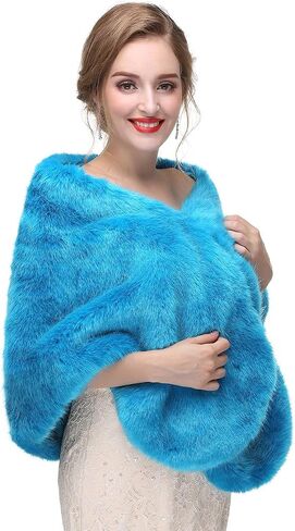 Aimimier Bridal Faux Fur Wrap Wedding Fur Stole with Brooch Evening Party Warm Shrug Cape in Saudi Arabia