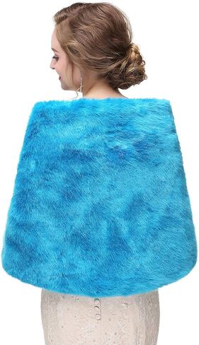 Aimimier Bridal Faux Fur Wrap Wedding Fur Stole with Brooch Evening Party Warm Shrug Cape in Saudi Arabia