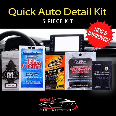 Car Dashboard Cleaning Kit | Interior Car Detailing Kit Includes Dashboard Cleaning Wipes, Dashboard Protectant Wipes, Electronic Screen Wipes, Glass Wipes, & Black Ice Air Freshener in Saudi Arabia