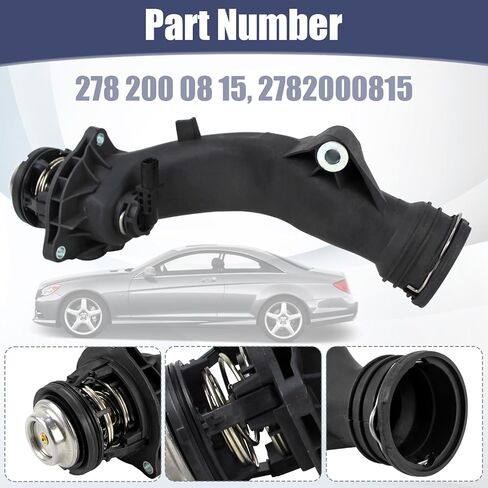 Engine Coolant Thermostat with Housing Compatible with Mercedes Benz CL550 CL63 CLS63 GL450 ML550 S63 AMG S G63 GLS63 GL550 GLE63 S550 CLS550 E550 E63 SL550 Replaces 2782000815 in Saudi Arabia