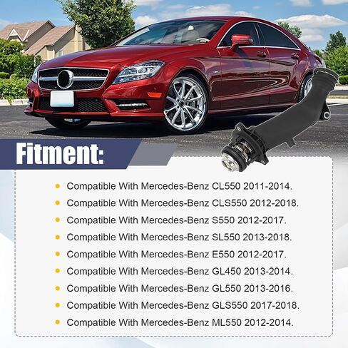 Engine Coolant Thermostat with Housing Compatible with Mercedes Benz CL550 CL63 CLS63 GL450 ML550 S63 AMG S G63 GLS63 GL550 GLE63 S550 CLS550 E550 E63 SL550 Replaces 2782000815 in Saudi Arabia