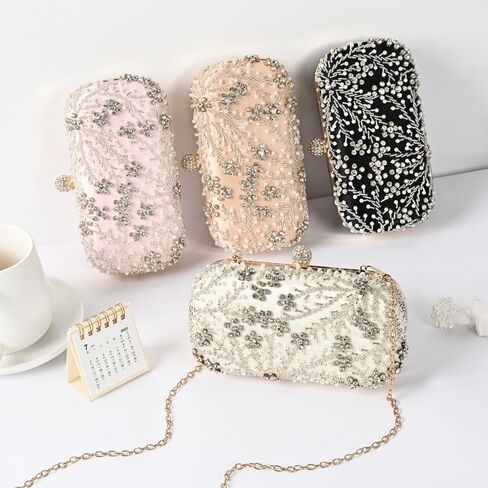 Comeon Women Rhinestone Clutch Evening Bags Pearl Clutch Purse Wedding Prom Purse Formal Cocktail Party Handbag in Kuwait