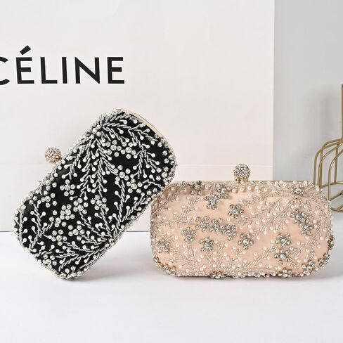 Comeon Women Rhinestone Clutch Evening Bags Pearl Clutch Purse Wedding Prom Purse Formal Cocktail Party Handbag in Kuwait