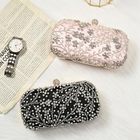 Comeon Women Rhinestone Clutch Evening Bags Pearl Clutch Purse Wedding Prom Purse Formal Cocktail Party Handbag in Kuwait