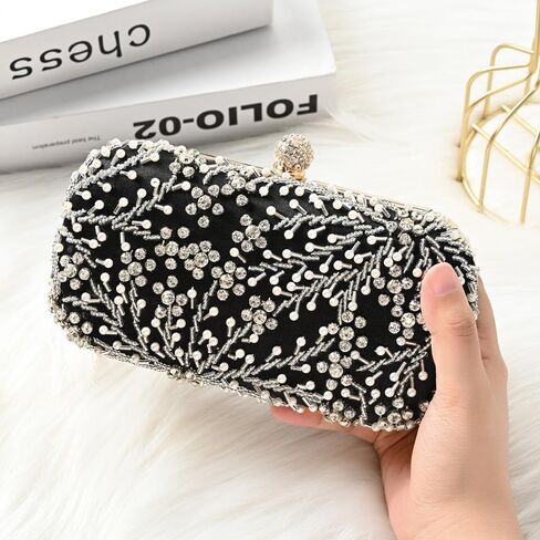 Comeon Women Rhinestone Clutch Evening Bags Pearl Clutch Purse Wedding Prom Purse Formal Cocktail Party Handbag in Kuwait