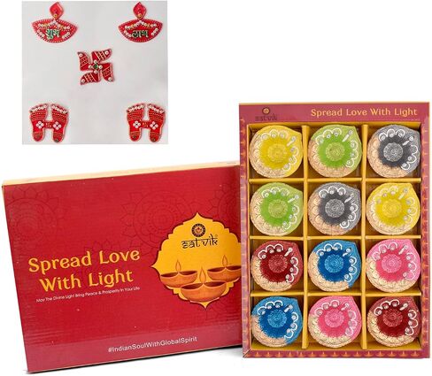 SATVIK Set of 12 Earthen Elegance Wax-Filled Clay Matki Diyas l Eco-Friendly Glossy Terracotta Lamps for Diwali Decoration, Festive Lighting, Home Décor in Saudi Arabia