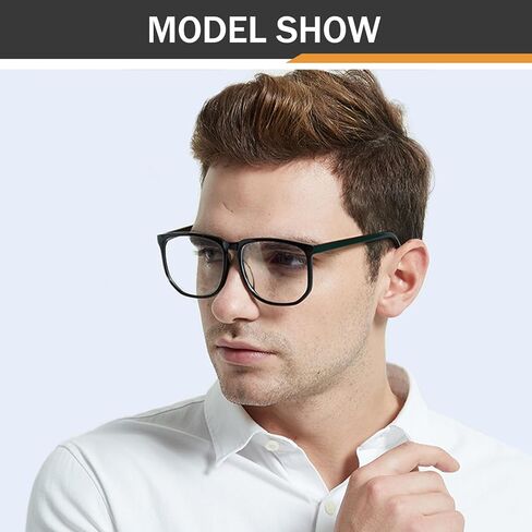 نظارات TR90 كبيرة الحجم لحجب الضوء الأزرق للرجال والنساء خفيفة الوزن ومربعة لألعاب الكمبيوتر نظارات سوداء كبيرة in Kuwait