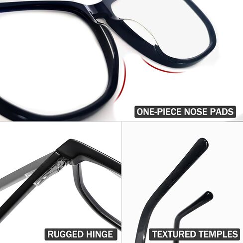 نظارات TR90 كبيرة الحجم لحجب الضوء الأزرق للرجال والنساء خفيفة الوزن ومربعة لألعاب الكمبيوتر نظارات سوداء كبيرة in Kuwait