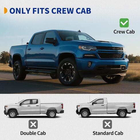 6 Inches Running Boards Compatible with Chevy Silverado/GMC Sierra 2007-2018 1500 Crew Cab, 2007-2019 2500HD 3500HD Crew Cab, Black Side Step Rail Nerf Bars in Kuwait
