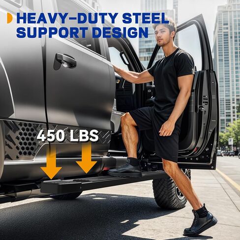 6 Inches Running Boards Compatible with Chevy Silverado/GMC Sierra 2007-2018 1500 Crew Cab, 2007-2019 2500HD 3500HD Crew Cab, Black Side Step Rail Nerf Bars in Kuwait