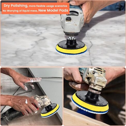 20 Pack Diamond Polishing Pads Set, 4 Inch Wet/Dry Granite Stone Polish Pad Kit 30-10000 Grit with 5/8’’-11 Backer Pad Drill Grinder Adapter and Wool Disc for Marble Rock Concrete Stone Quartz in Saudi Arabia
