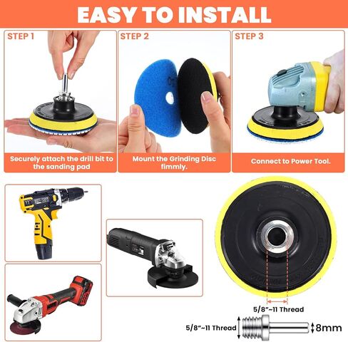 20 Pack Diamond Polishing Pads Set, 4 Inch Wet/Dry Granite Stone Polish Pad Kit 30-10000 Grit with 5/8’’-11 Backer Pad Drill Grinder Adapter and Wool Disc for Marble Rock Concrete Stone Quartz in Saudi Arabia