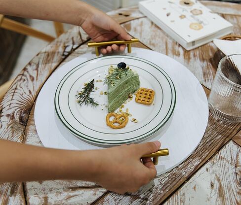 صينية ديكو مستديرة محددة لديكور المنزل، دائرة خشبية بيضاء مقاس 30.48 سم مع مقبض ذهبي لامع، صينية دائرية مزخرفة لطاولة القهوة، المطبخ، غرفة المعيشة، غرفة النوم in Kuwait