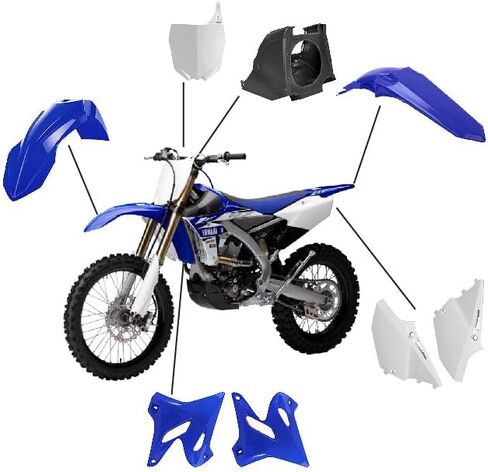 مجموعة إعادة تصفيف Polisport Motocross (MX) للدراجة الترابية Yamaha YZ 125/250 (2002-21) - جودة OEM، متينة ومرنة ومثالية - أزرق/أبيض/أسود in Saudi Arabia