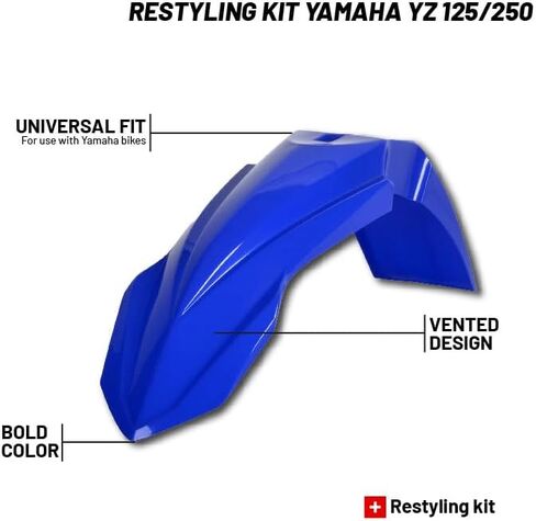 مجموعة إعادة تصفيف Polisport Motocross (MX) للدراجة الترابية Yamaha YZ 125/250 (2002-21) - جودة OEM، متينة ومرنة ومثالية - أزرق/أبيض/أسود in Saudi Arabia