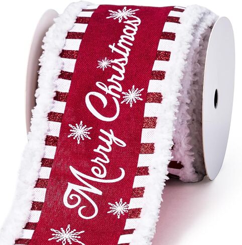 WRAPAHOLIC Wired Christmas Holiday Ribbon - Pink Snowflake Ribbon with Wired Edge - 2.5 inch x 5 Yard Each Roll in Kuwait